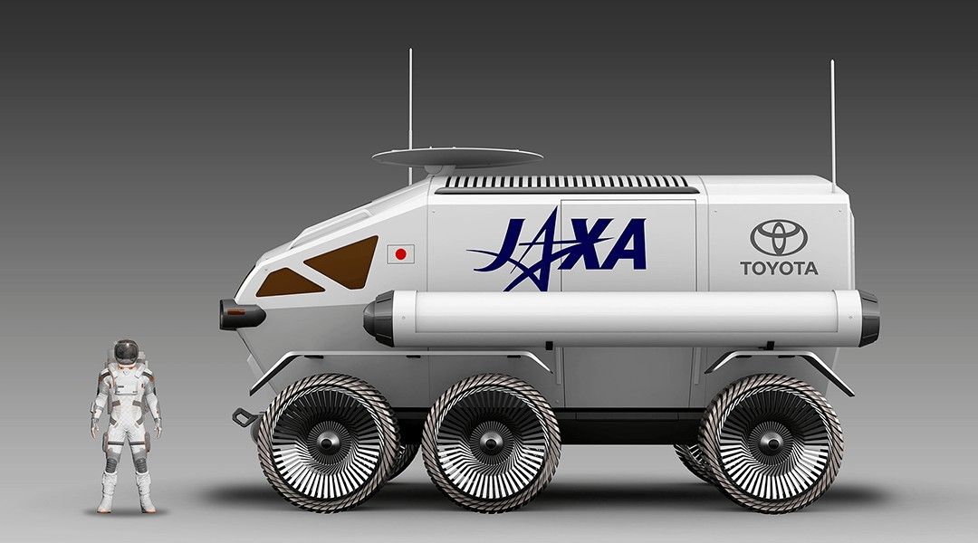 Toyota unveils a Baby Lunar Cruiser concept that astronauts could drive across the moon - complete with an augmented reality display, airless tyres, and joystick controllers