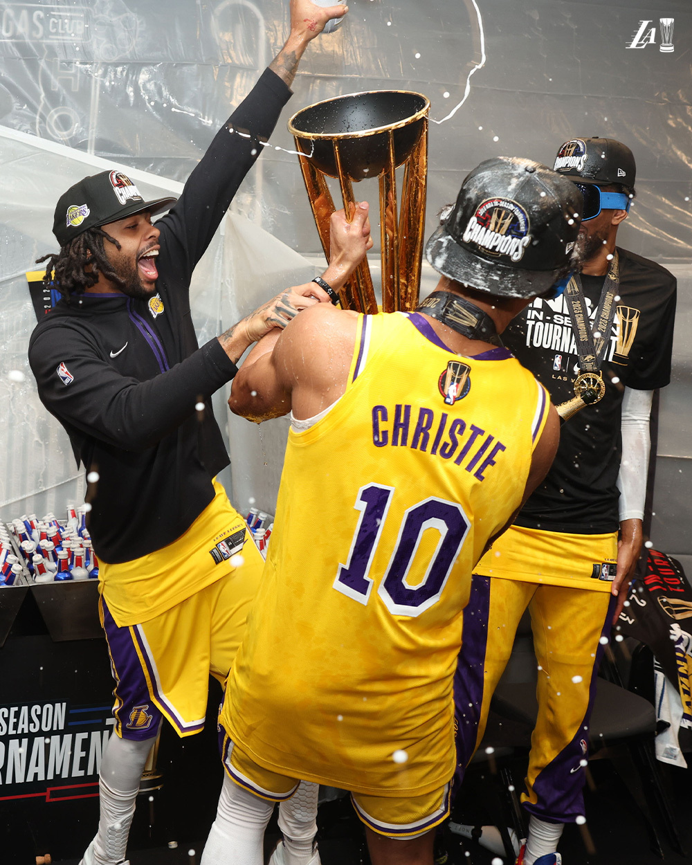 PHOTO GALLERY: Inside the Lakers' locker room with the celebration party for becoming the first team in history to win the NBA In-Season Tournament championship