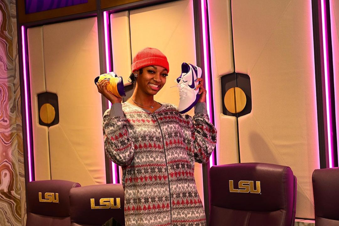 New purple, gold, and white Nike sneakers inspired by Kobe Bryant unveiled by the LSU Tigers