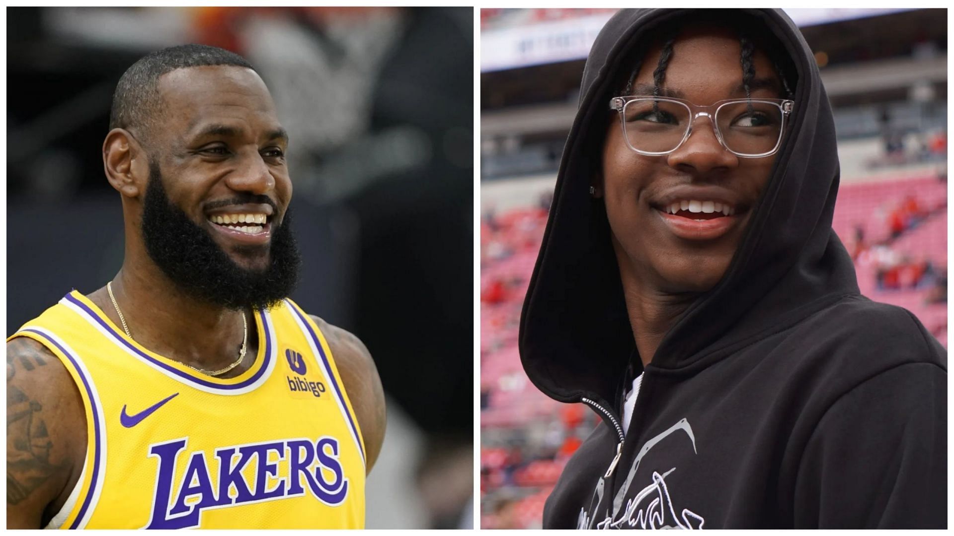 LeBron James (left) was in attendance on Saturday to watch his son Bryce James (right) play a high school game