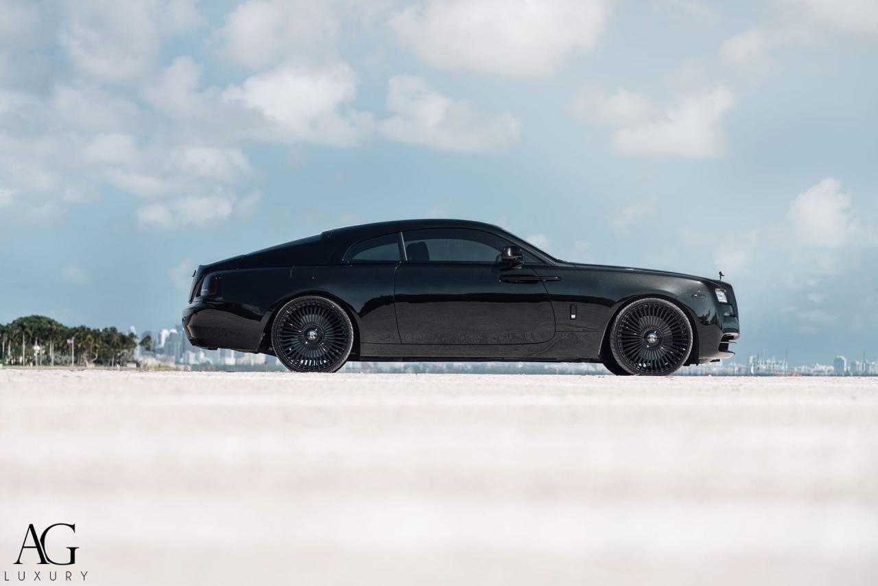 The Stunning Gloss Black Rolls-Royce Wraith with AGL45 Monoblock 24″ Wheels by AG Luxury